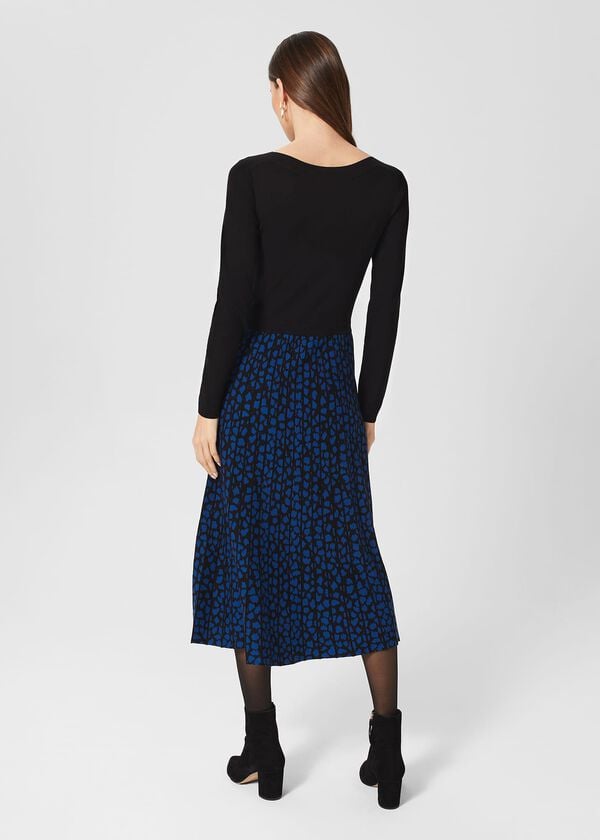 Hobbs Elena Knitted Dress Black Blue
