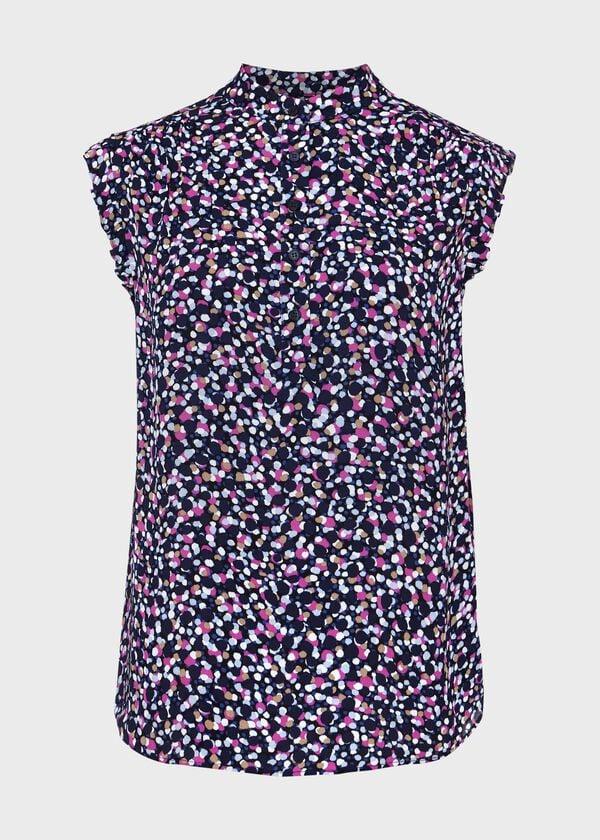 Hobbs Elida Capped Sleeve Top Navy Multi