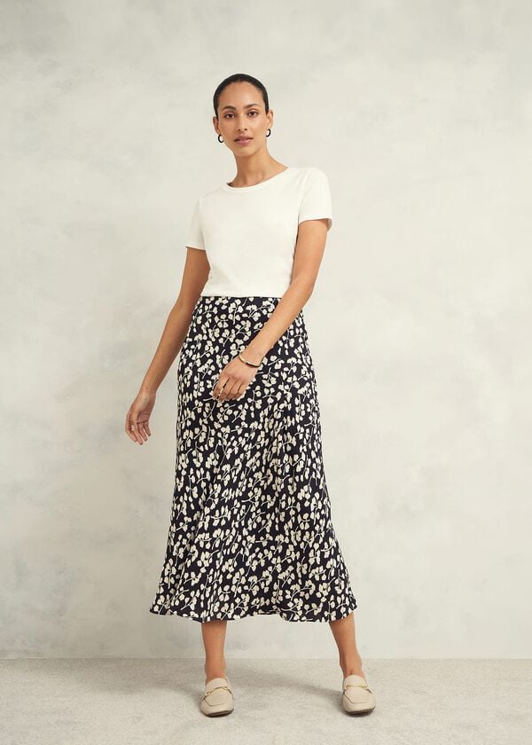 hobbs Eliza Skirt Navy Cream