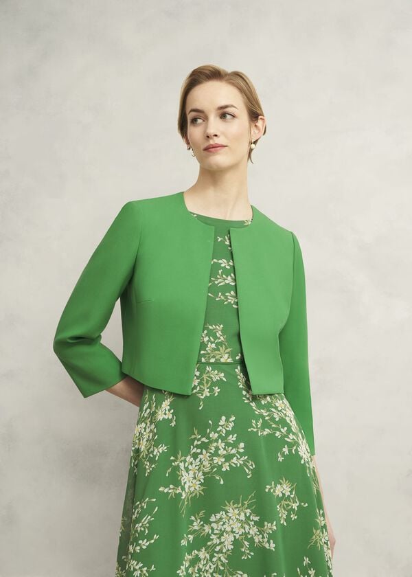 Hobbs Elize Crepe Jacket Cilantro Green
