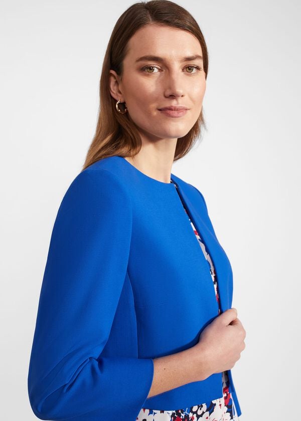 Hobbs Elize Crepe Jacket Lapis Blue