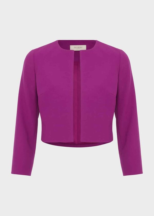 Hobbs Elize Crepe Jacket Magenta Purple