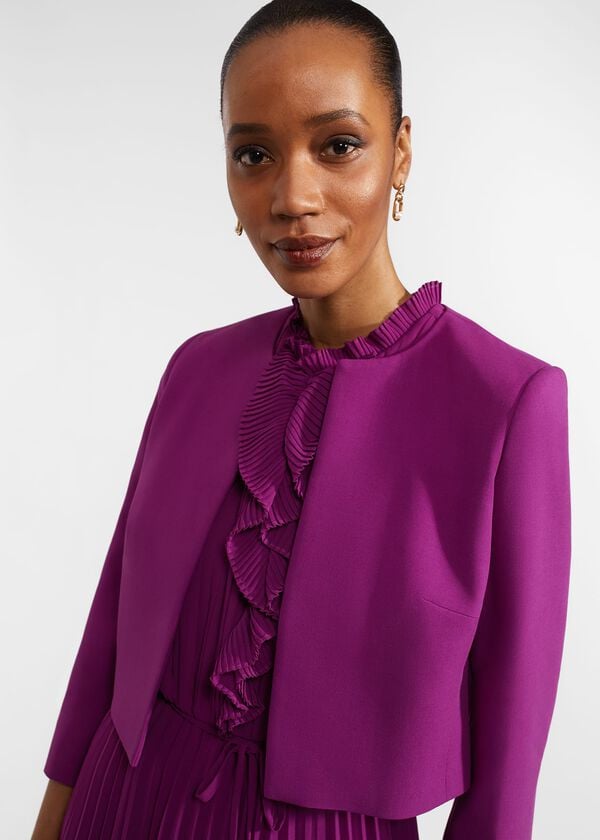 Hobbs Elize Crepe Jacket Magenta Purple