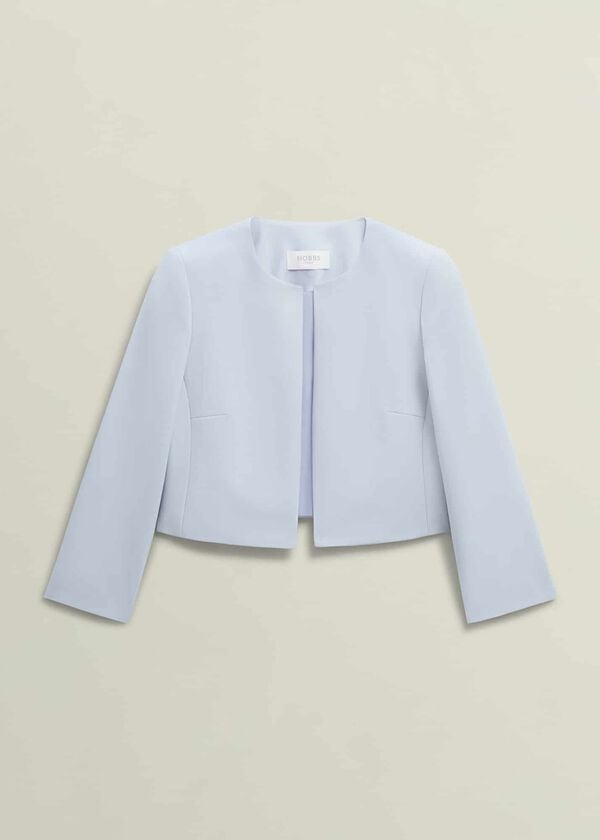 Hobbs Elize Crepe Jacket Pale Blue