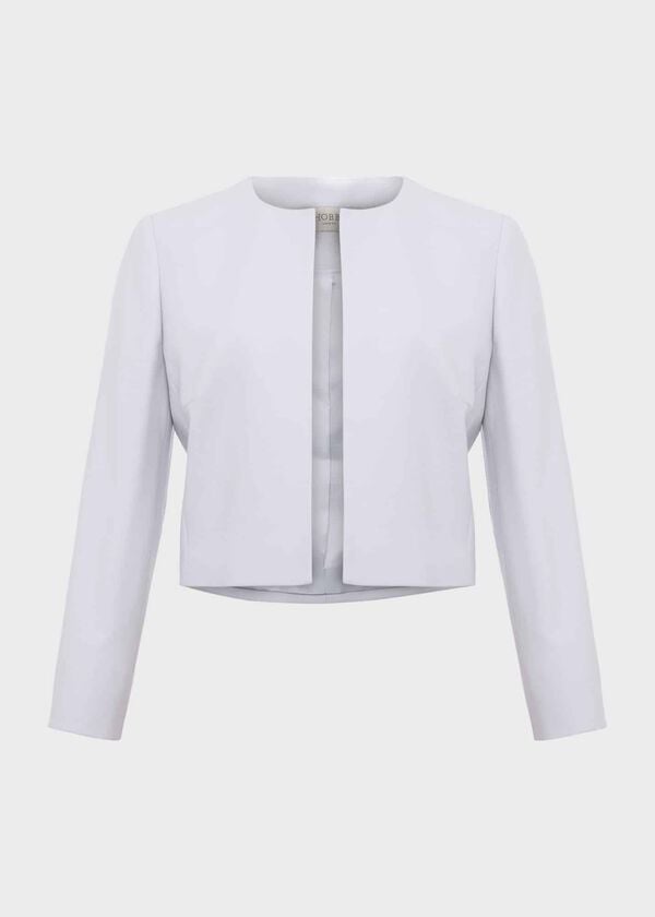 Hobbs Elize Crepe Jacket Pale Blue