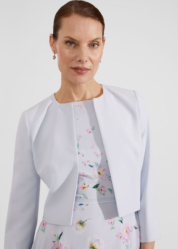 Hobbs Elize Crepe Jacket Pale Blue