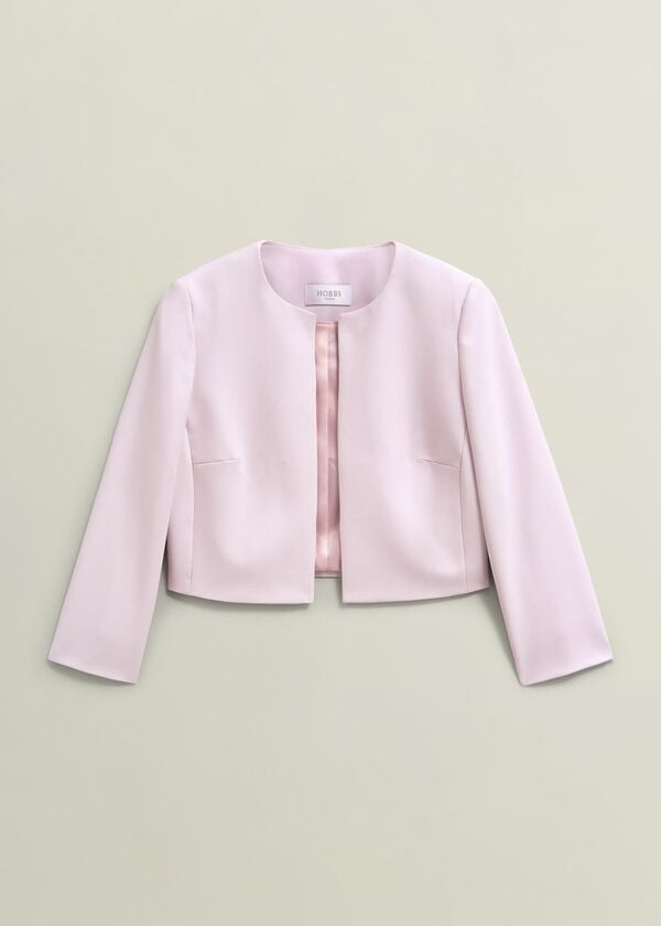 Hobbs Elize Crepe Jacket Pale Pink