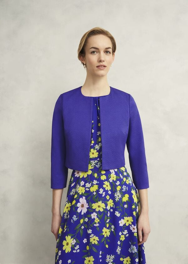 Hobbs Elize Textured Jacket Allium Blue