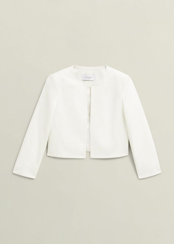 Hobbs Elize Textured Jacket Ivory