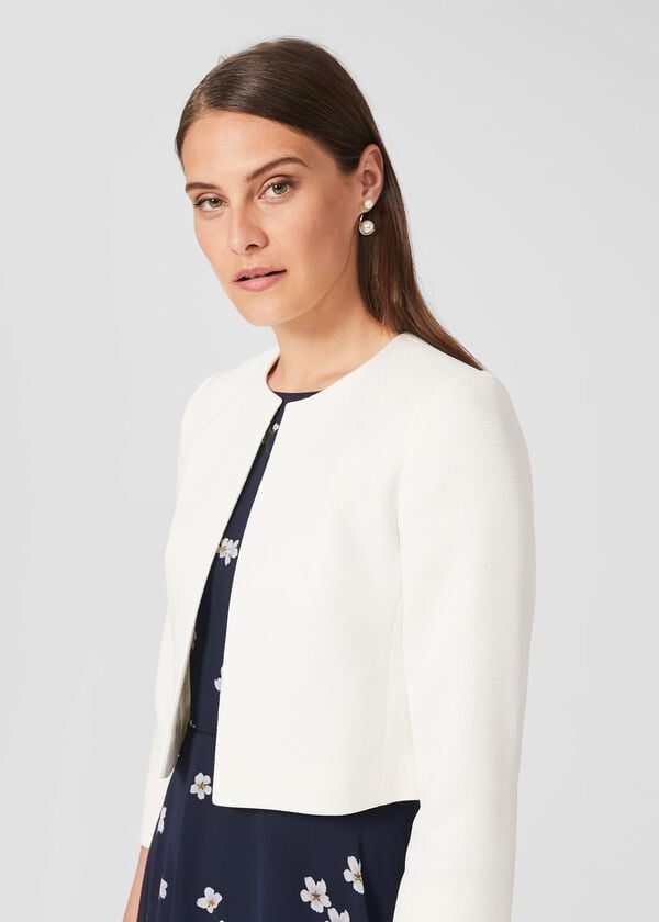 Hobbs Elize Textured Jacket Ivory
