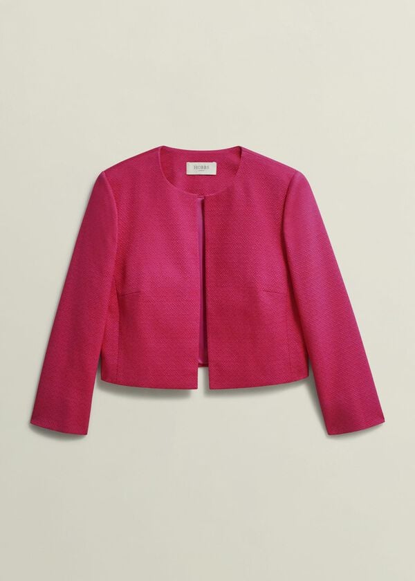 Hobbs Elize Textured Jacket Zinnia Pink