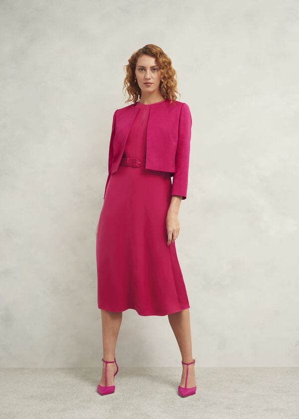 hobbs Elize Textured Jacket Zinnia Pink