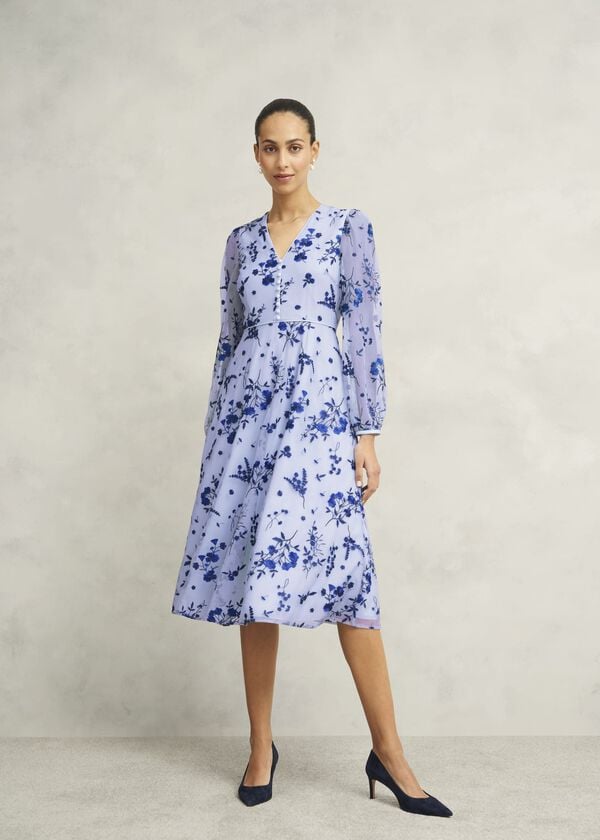hobbs Ella Embroidered Dress Midnight Blue
