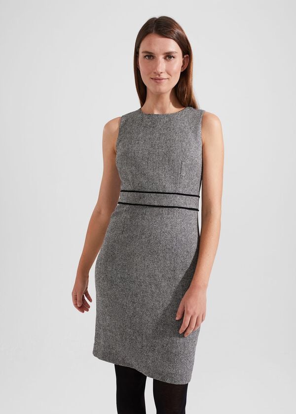 Hobbs Elle Wool Dress Black White