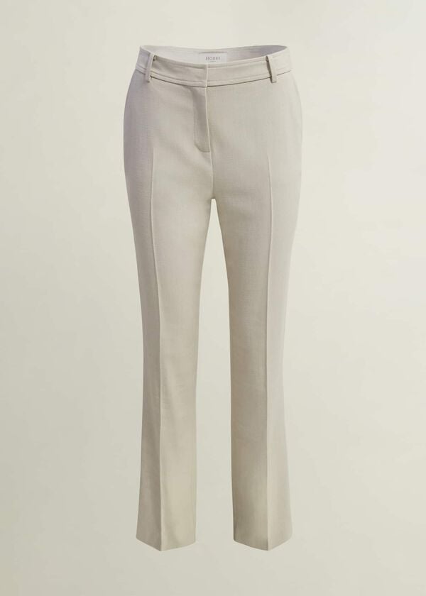 Hobbs Ellen Straight Trousers Buff Grey