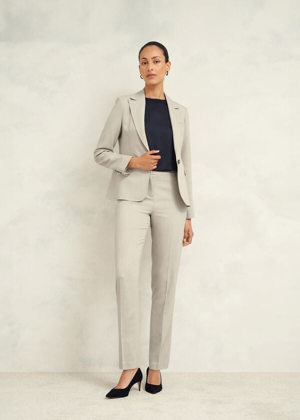 hobbs Ellen Straight Trousers Buff Grey