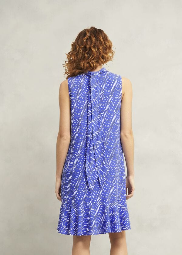 Hobbs Ellis Spot Mini Dress Blue Multi