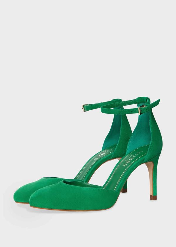Hobbs Elliya Suede Court Shoes Cilantro Green
