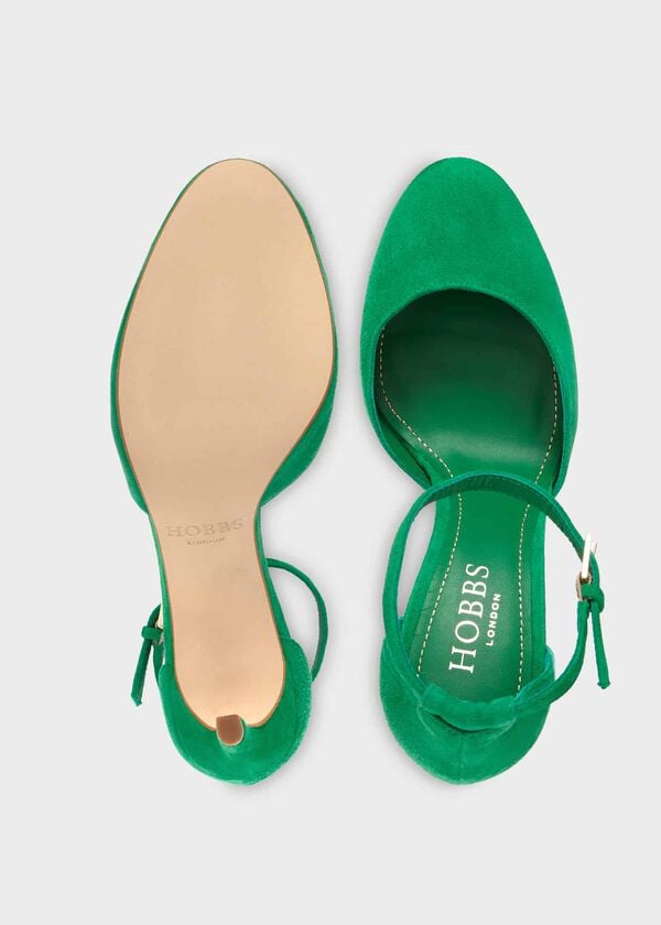 Hobbs Elliya Suede Court Shoes Cilantro Green