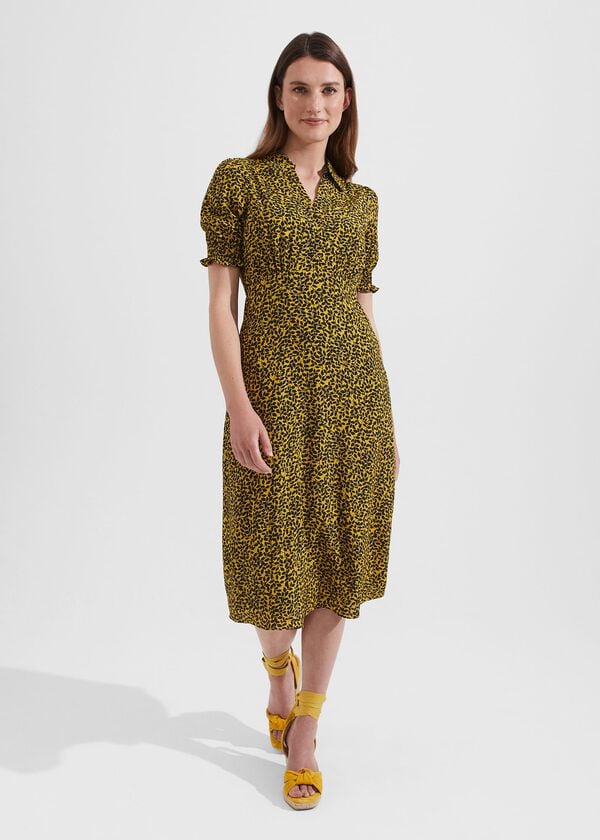 hobbs Elora Dress Chartreuse Navy