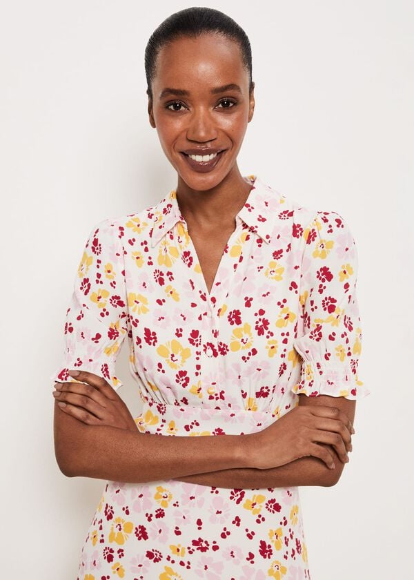 Hobbs Elora Dress Ivory Multi