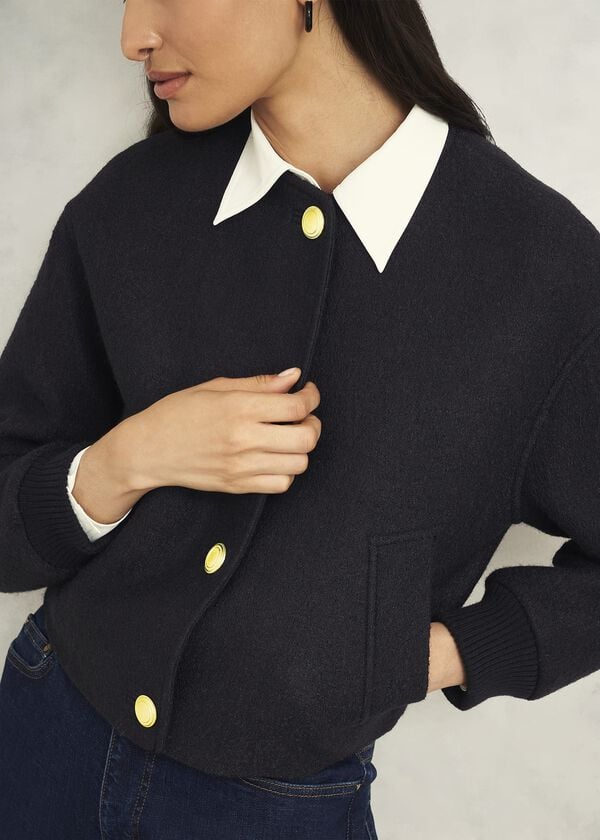 Hobbs Elsham Bomber Jacket With Wool Black