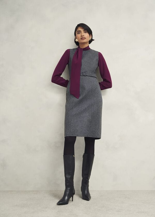 hobbs Elsie Wool Blend Dress Grey