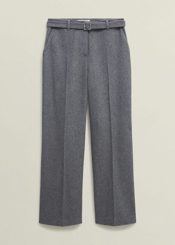 Hobbs Elsie Wool Blend Wide Trousers Grey