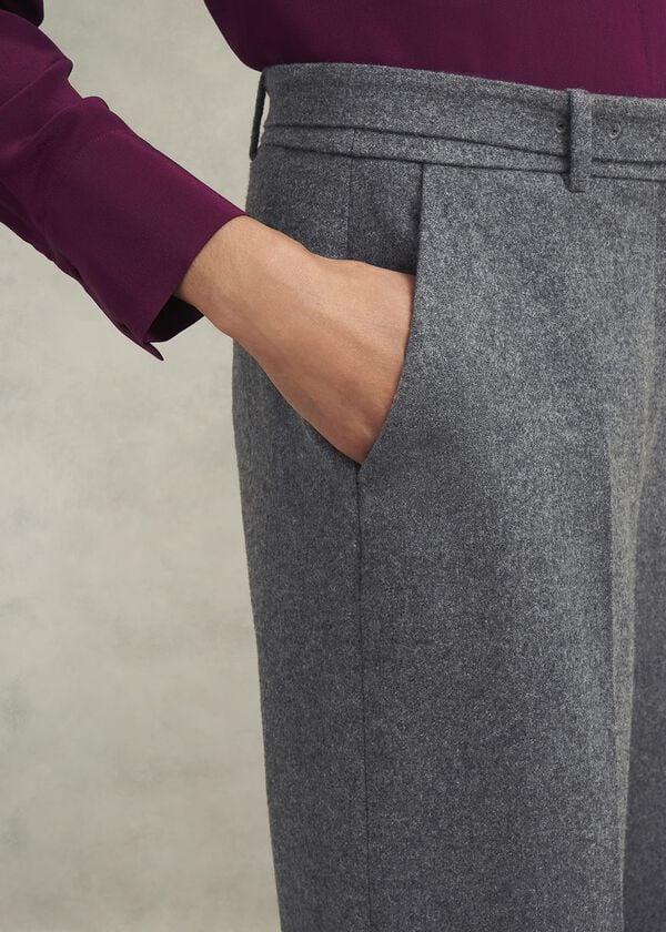 Hobbs Elsie Wool Blend Wide Trousers Grey