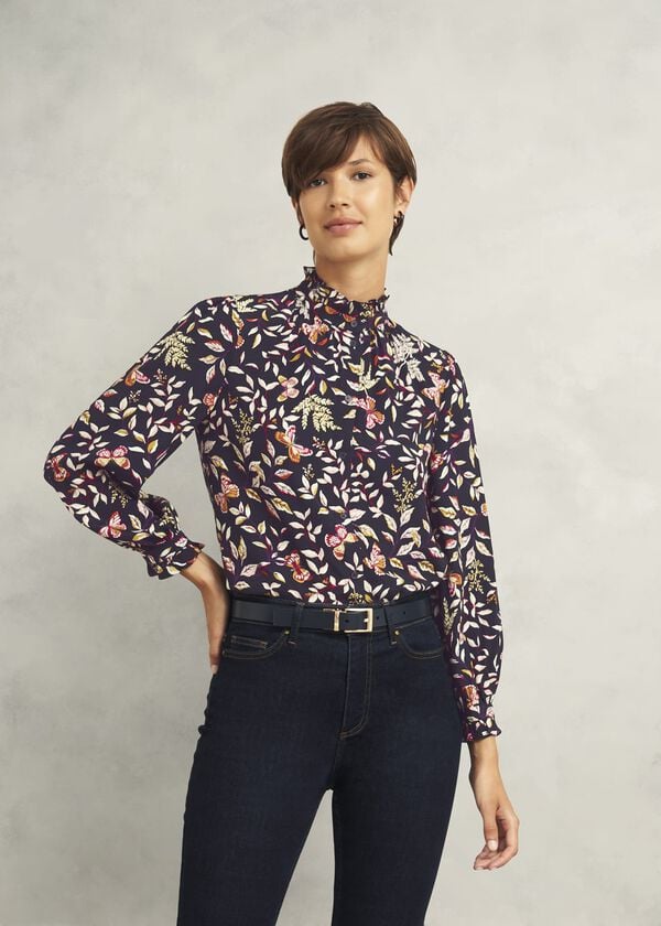 hobbs Elspeth Blouse Navy Multi