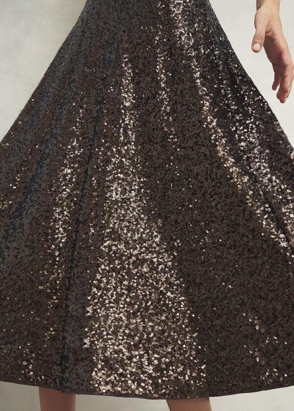 Hobbs Eltham Sequin Dress Deep Brown