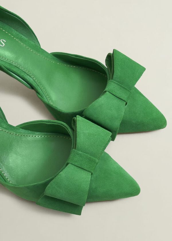 Hobbs Elva Suede Bow Court Shoes Cilantro Green
