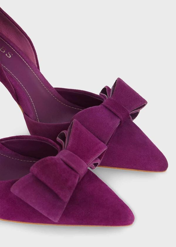 Hobbs Elva Suede Bow Court Shoes Magenta Purple