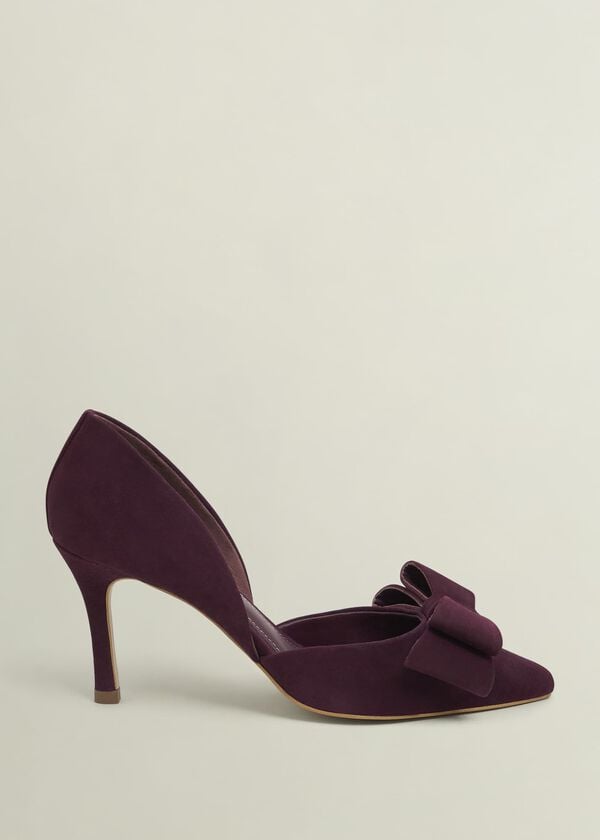hobbs Elva Suede Bow Courts Onyx Red
