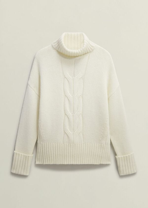 Hobbs Ember Cable Jumper With Alpaca Warm Ivory