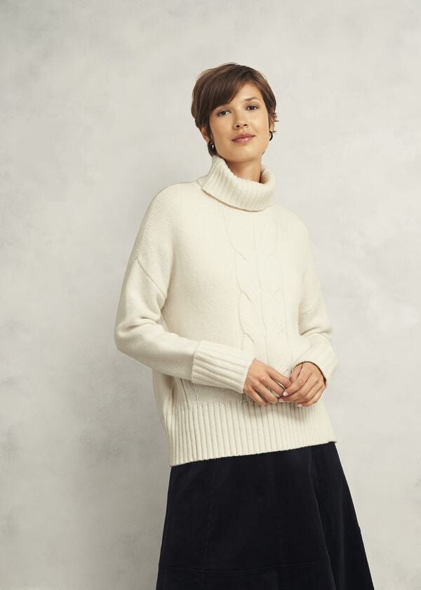 hobbs Ember Cable Jumper With Alpaca Warm Ivory