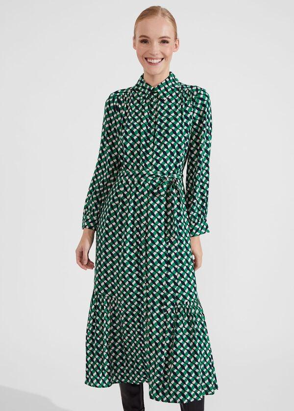 Hobbs Emberly Shirt Dress Green Multi