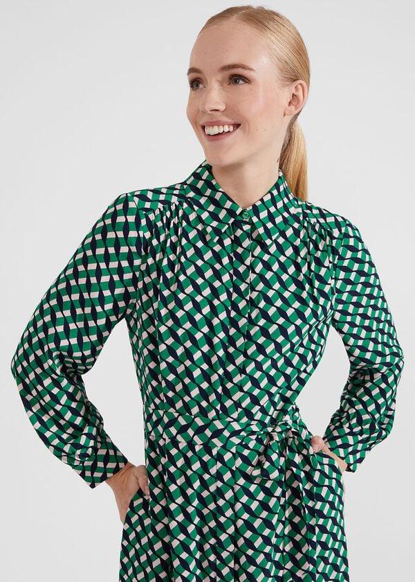 Hobbs Emberly Shirt Dress Green Multi