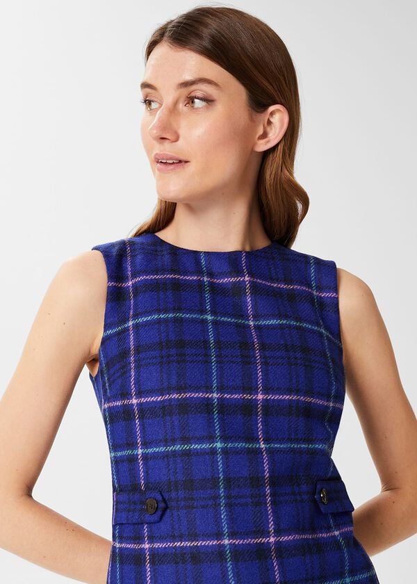 Hobbs Emberly Wool Dress Cobalt Multi