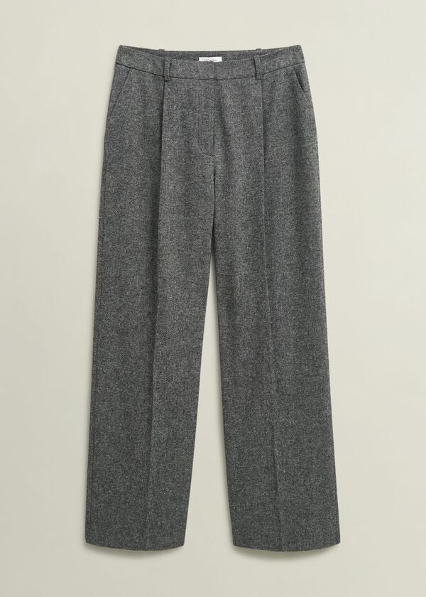 Hobbs Emelie Wide Trousers With Wool Black Ivory