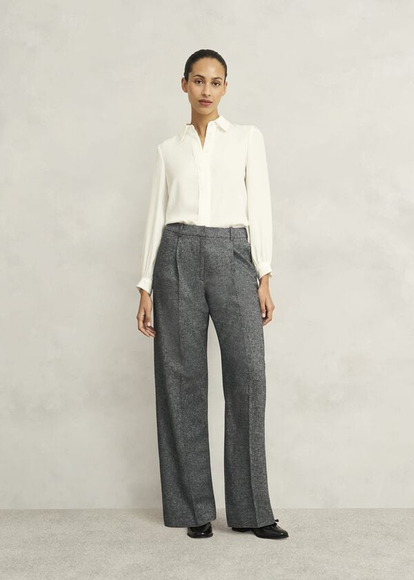 hobbs Emelie Wide Trousers With Wool Black Ivory