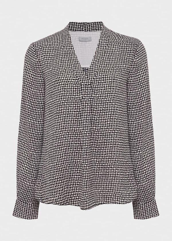 Hobbs Emery Blouse Navy Ivory
