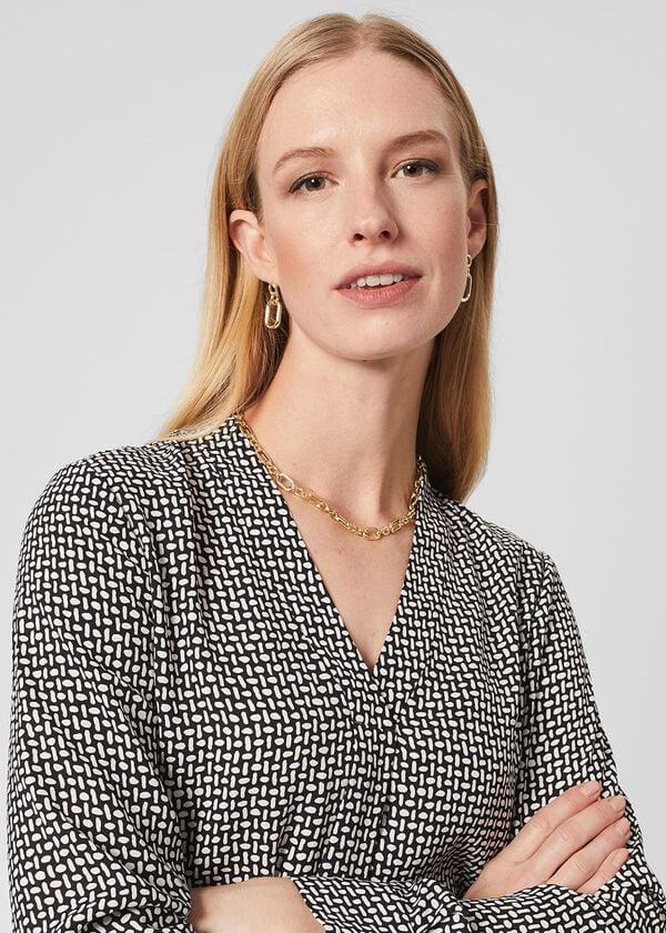 Hobbs Emery Blouse Navy Ivory
