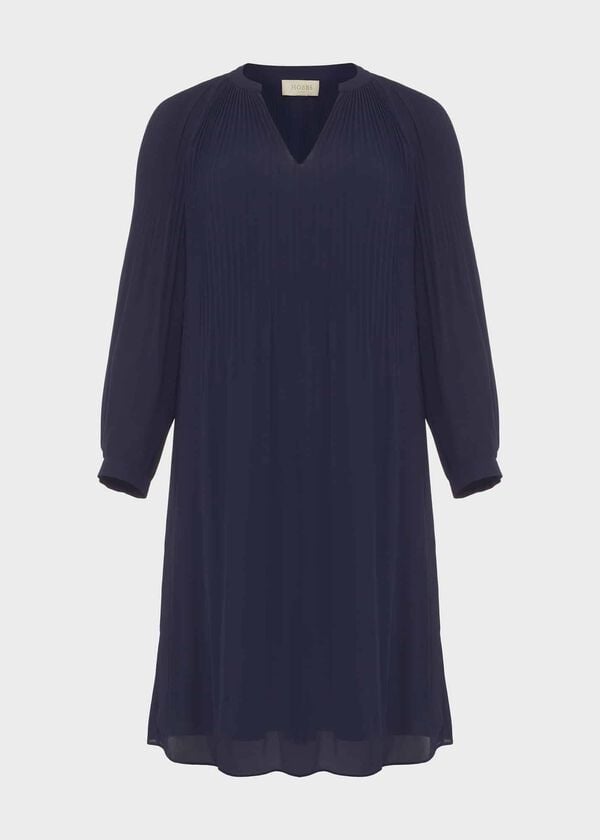 Hobbs Emilia Pleated Dress French Blue