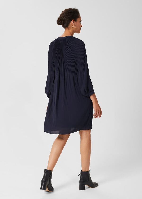 Hobbs Emilia Pleated Dress French Blue
