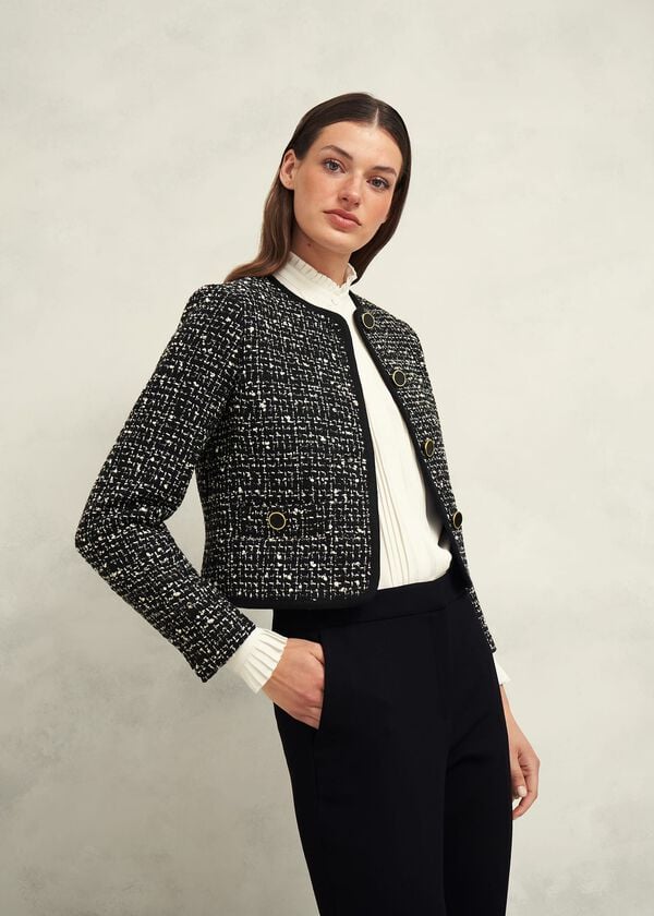 hobbs Emilia Tweed Jacket Black Ivory
