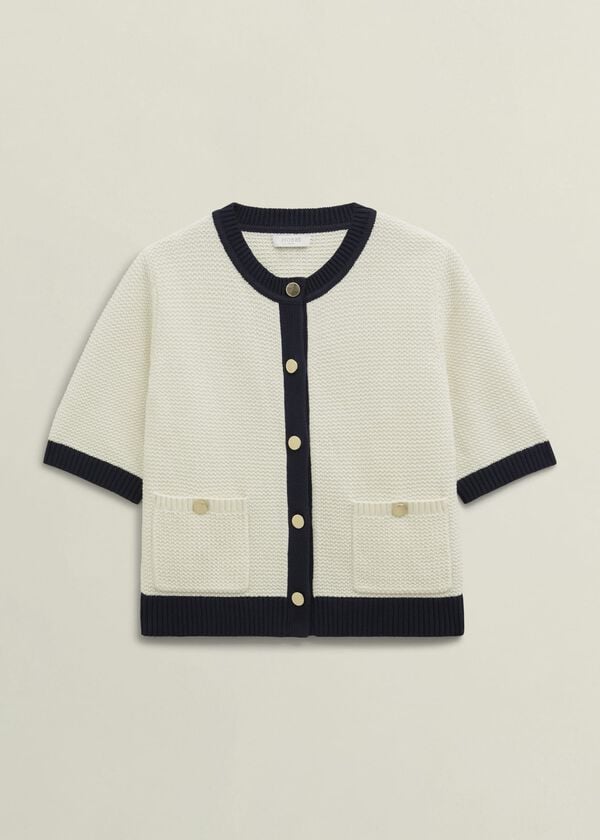 Hobbs Emily Cotton Cardigan Ivory Navy