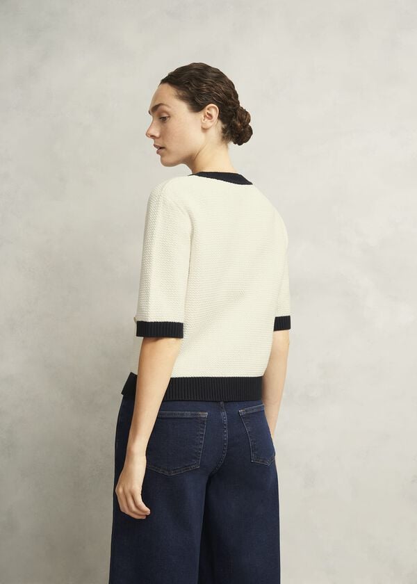 Hobbs Emily Cotton Cardigan Ivory Navy