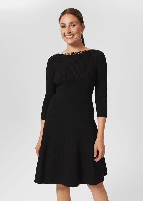 hobbs Emily Knitted Sequin Dress Black
