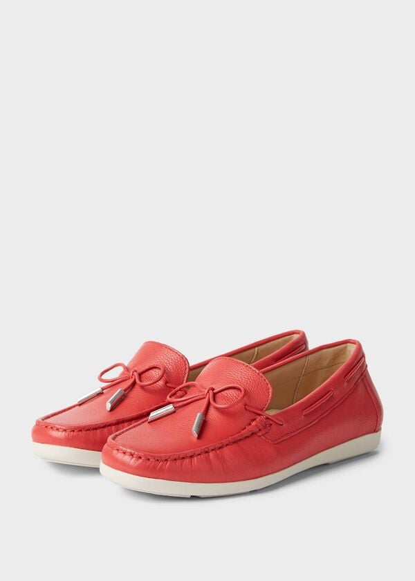 Hobbs Emily Leather Moccasins Mandarin Red